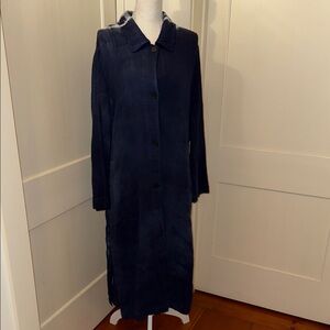 Raquel Allegra Deep Blue Cotton Gauze Trench/Dress